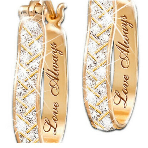 18k Yellow Gold Plated Hoop Earrings Women - Picture 4 of 5